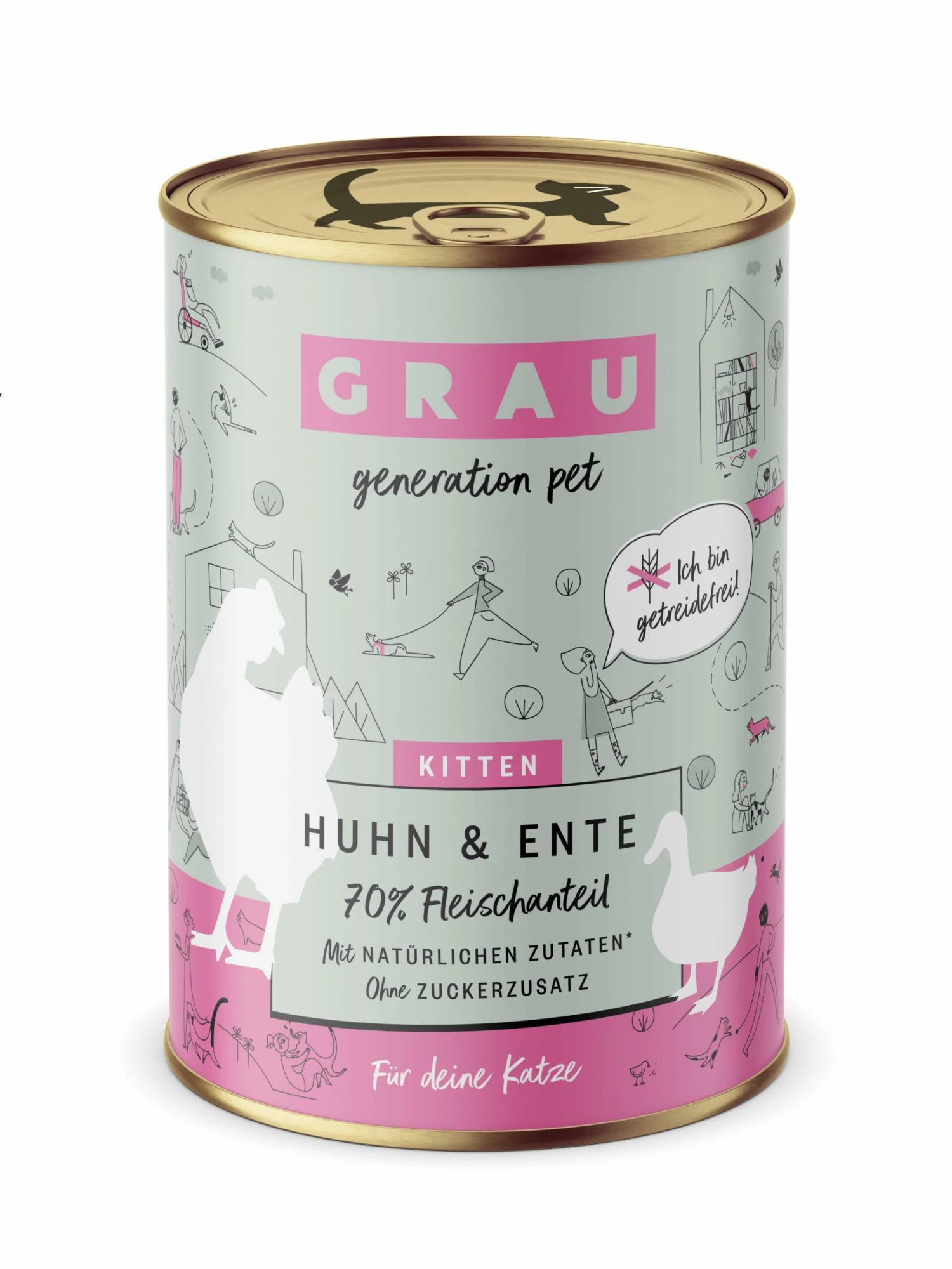 Grau Kitten Huhn & Ente Nassfutter 3 Grau Kitten Huhn & Ente Nassfutter
