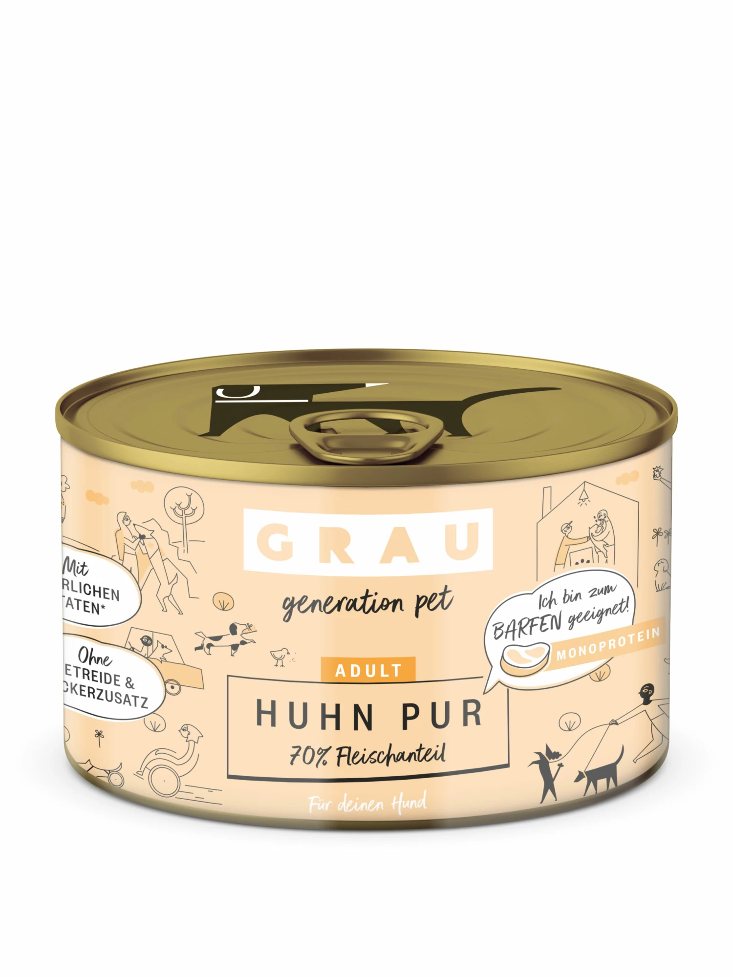 Grau Huhn Pur Mit Leinöl Nassfutter 4 Grau Huhn Pur Mit Leinöl Nassfutter – Bild 2