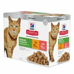 Hill's Science Plan Feline Senior Vitality Mature Adult 7+ Frischebeutel Huhn & Lachs